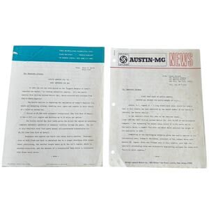 VTG 1969 Austin America First Year Sales British Leyland BMH Dealership Memo